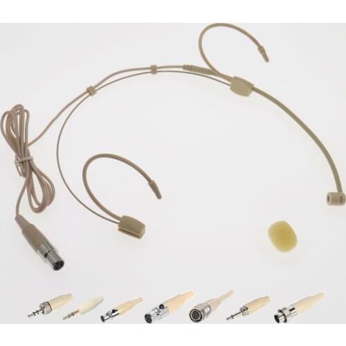 Skin Double Ear Hook Headband Microphone For Sennheiser Shure MiPro AKG Audio-Technica 4Pin 3Pin TA4F 3.5mm