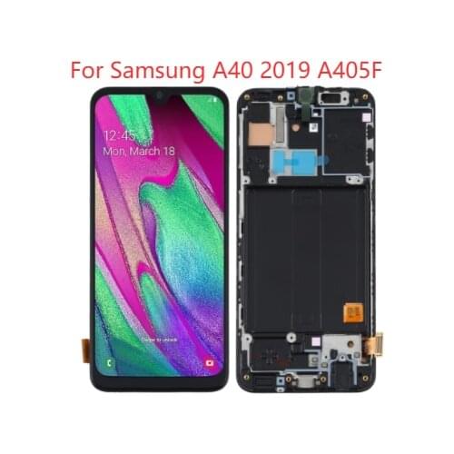 Original Super AMOLED With Frame For Samsung A40 LCD 2019 A405 LCD Display Touch Screen Digitizer Assembly Replacement Parts
