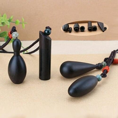 1PC Handmade Black Sandalwood Wooden Bottle Essential Oil Bottle Necklace keepsake Pendant Adjustable Woven Jewelry Gifts