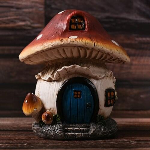 Resin Mushroom House Mini Landscape House Fairy Garden Decoration Crafts Ornament Miniature Fairy Garden Accessories