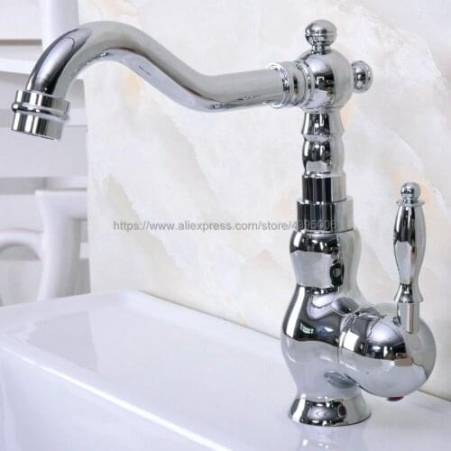 Polished Chrome Bathroom Basin Faucet Single Handle Vessel Sink Vanity Faucet Bnf934