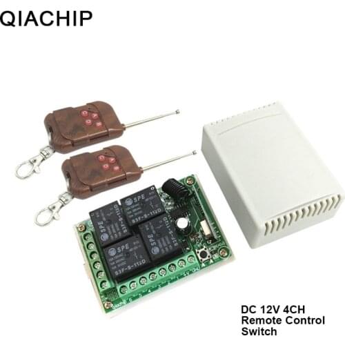 QIACHIP 433Mhz Universal Wireless Remote Control Switch DC12V 4CH Relay Receiver Module & 2PCS 4 CH Remote 433 Mhz Transmitter