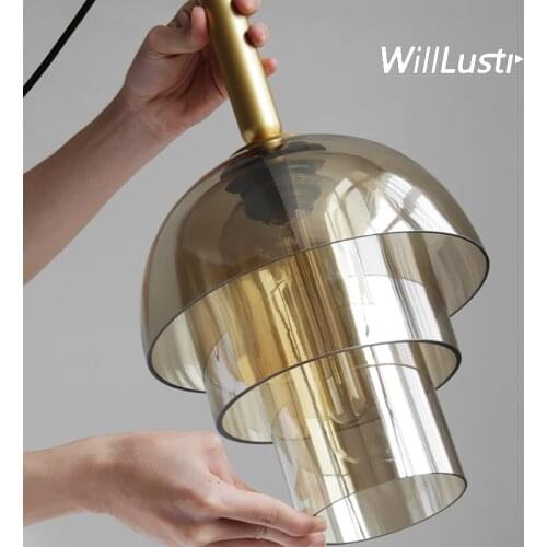 Luxury Glass Windbell Pendant Lamp Retro Iron Suspension Light Lobby Corridor Lounge Dinning Bedroom Creative Hanging Lighting