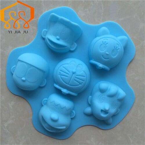 DIY For cartoon Doraemon Family Portrait Cake Mold Sweet Candy Jelly Fondant Cake Chocolate Mold Silicone Tool Baking Pani