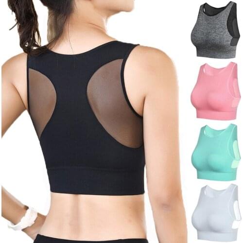 Sexy Womens Sports Bra Breathable Quick Drying Running Tops Yoga Fitness Sports Vest Mesh Gym Thrust Vest Seamless Underwear