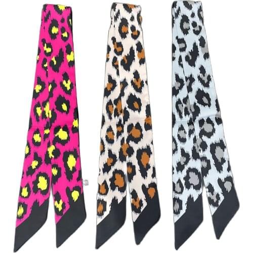 New Leopard Scarf Female Luxury Brand Hair Scarf Hair Accessories Designer Bag Handle Ribbon Headband Girls Headscarf