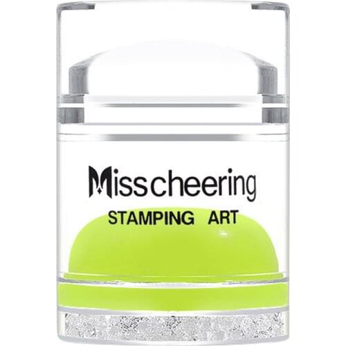 Nail Art Stamper Clear Jelly Silicone Nail Stamping Seal DIY Dual Heads with Rhinestones Transparent/Green