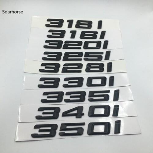 Soarhorse Matte Black Letters Car Trunk Badge Logo for BMW 3 Series 316i 318i 320i 325i 328i 330i 335i 340i 350i Emblems