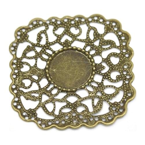 DoreenBeads Antique Bronze Filigree Wraps Connectors 4.3x4.3cm(Fit 14.5mm), sold per lot of 30 (B16287), yiwu