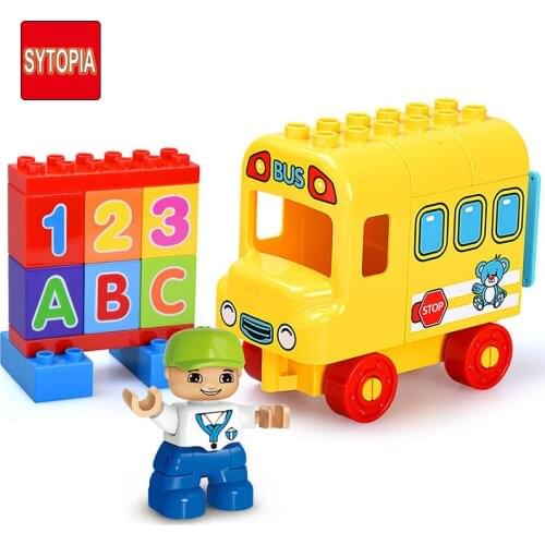 Sytopia School Bus Basics Children Building Blocks Big Size Educational Toy For Baby Kid Gift Toy Compatible With Duploe