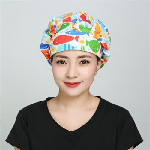Vnimoen Cleaning nursing cap unisex printing pet grooming work hat Unisex scrub work hats nursing accessories wholesale dust cap