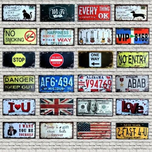 WiFi No Smoking License Plate Number Plaque Tin Sign Wall Pub Shop Home Garage Art Decor Car Metal Poster 30X15CM B-3