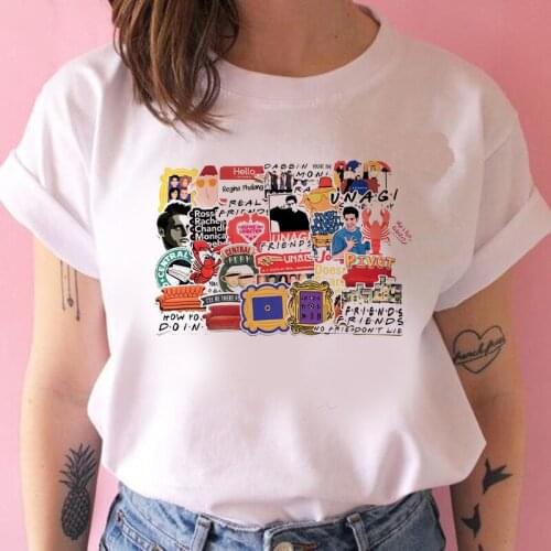 Graphic Tees Tops Friends theme Tshirts Women Funny T Shirt O-neck T-shirt Harajuku 90s Vintage White tshirt Female Clothing