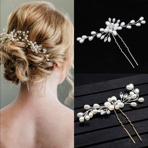 Flower Hair Accessories 1PC Pearl Handmade Wedding Crystal Elegant Bridal Silver Bridesmaid Bridal Veil Hair Pins Party