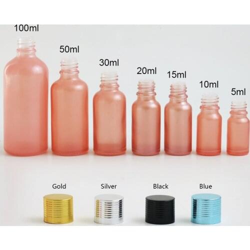 10 x 10ml 30ml 50ml 100ml Essential Oil Pink Glass Bottle With Aluminum Cover For Liquid Reagent Pipette Cosmetic Container
