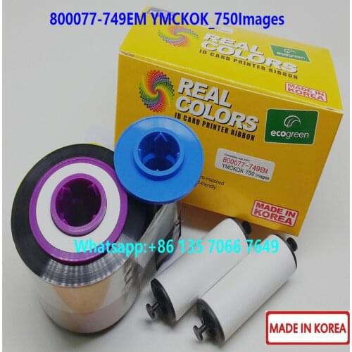 5Pieces Compatible Zebra Ribbon 800077-749EM YMCKOK 750 Images Double Side Printting for Zebra ZXP7 Card Printer