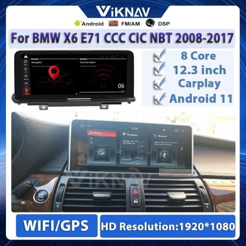 8 core 12.3 inch car radio GPS head unit for BMW X6 E71 CCC CIC NBT 2008-2017 support 256GB android 11 CarPlay multimedia player