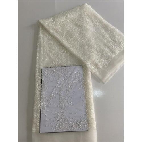 Glitter Bead Embroidered Heary bead Lace Fabric Heavy Bead Sequin Lace For Wedding Dress Bead Lace Fabric 10Yards