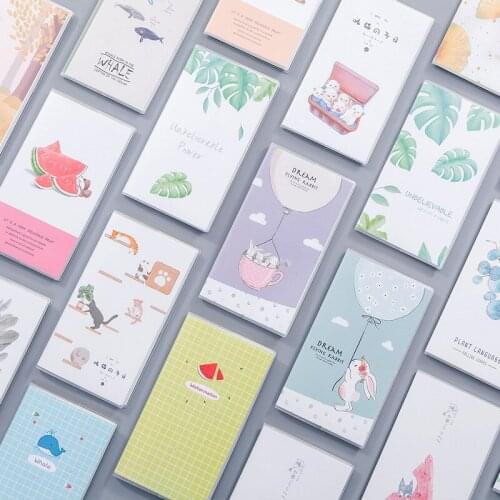 4 Pcs/lot Kawaii Notepad Cartoon Flamingo Cat Notebook PVC waterproof case notebook diary Line Page Diary Stationery