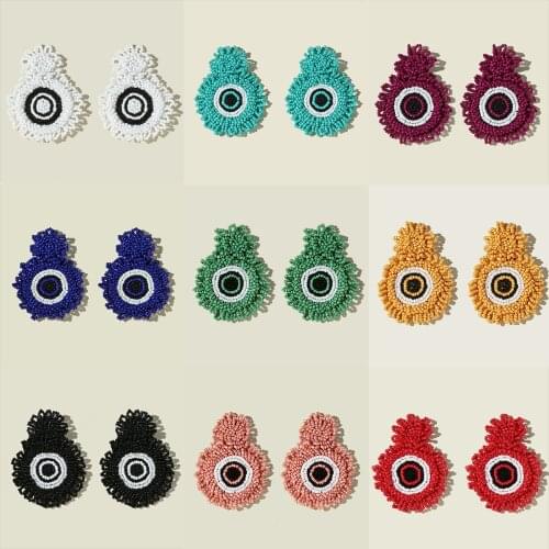 Bohemian Large Beaded Hanging Round Water Drop Handmade Earrings for Wedding Party Gifts Jewelry Accessories