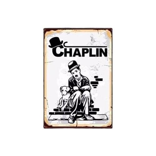 Charlie Chaplin Retro Wooden Wall Table Animation Printing History Of Cinema Fun Silent Film Black-White