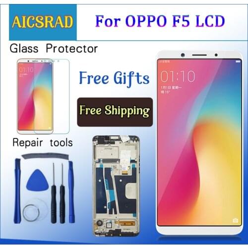 Black/White 100% High Quality For Oppo F5 OppoF5 Full LCD DIsplay + Touch Screen Digitizer Assembly With Frame Free shipping