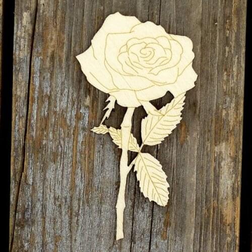 Wooden Rose Flower And Stem Craft Shapes Plywood Flowers Plants And Tree