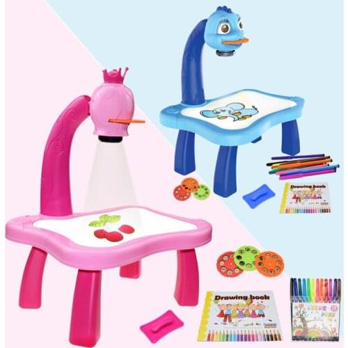 Children Led Projector Art Drawing Table Toys Kids Painting Board Desk Arts Crafts Educational Learning Paint Tools Toy girl boy