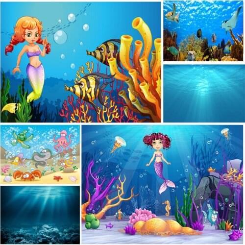 Children Birthday Photography Backdrops Ocean World Baby Newborn Portrait Photo Background Studio Props 2194 HYY-03