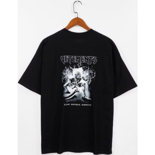 Vetements Short-sleeved Female Couple Loose Street Hip-hop Trend T-shirt Mens Cotton Round Neck Letter Print 23