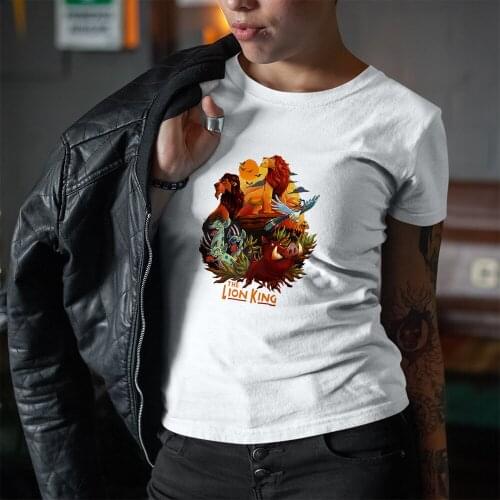 Lion King Printing Women T-Shirts Disney Summer New Products Comfortable Fashion Casual Short Sleeve T Shirt Female Harajuku Top