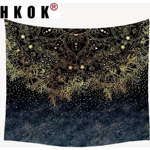 HKOK Mandala Bohemia Geometry Tapestry Wall Hanging Covering Rugs Background Cloth Beach Mat Blanket Art Bedroom Dorm Home Decor