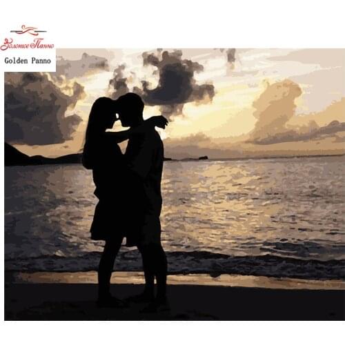 Golden Panno,Needlework,Embroidery,DIY Portrait Painting,Kits,14ct Embracing lovers,Sets For Embroidery,Christmas28