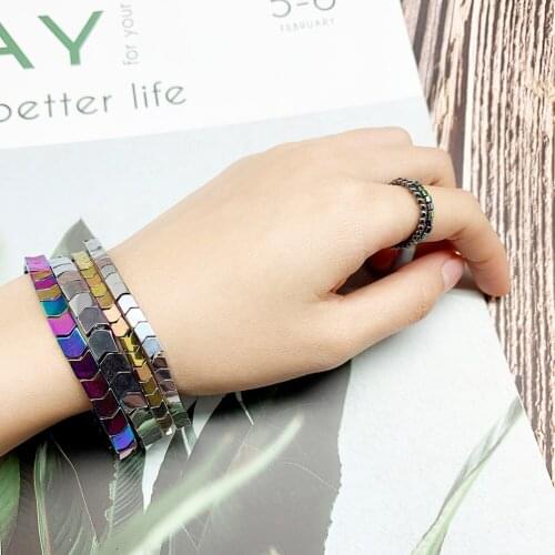 Gothic Hematite Bracelet Natural Stone Jewelry Fashion Jewelry for Women Handmade Round Bracelet Wholesale