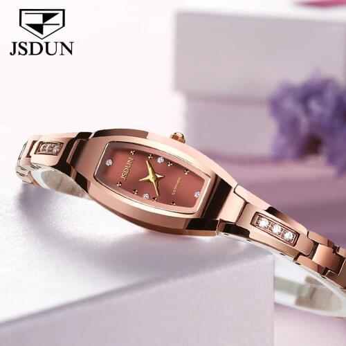 Luxury JSDUN Brand Rose Gold Watch Women Elegant Quartz Watches Tungsten Steel Strap 30 Waterproof Wrist watch Relogio Feminino