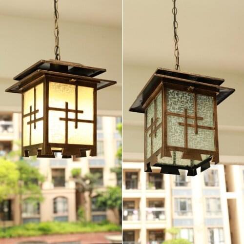 American Country LED Chandelier Outdoor Corridor Aisle Balcony Villa Garden Courtyard Chandelier Adjustable Cord Pendant Light