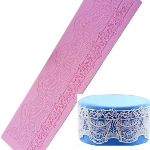 Ship sail lace border cake decoration tools DIY silicone candy mold K856