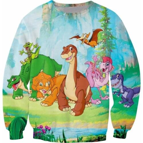 Hot Fashion The Land Before Time Gang Sweatshirt Casual Crewneck Littlefoot Cera Duckie Petrie Spike Jumper Outerwear Women Men