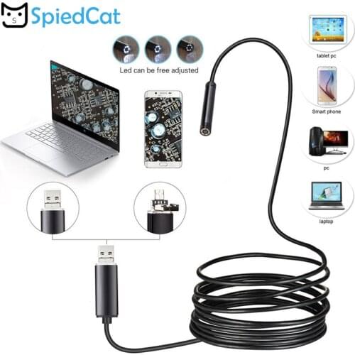 2in1 5.5/7/8mm 6LED Mini Lens 1/2/3.5/5/10M soft Cable MicroUSB Endoscope Waterproof Android/PC Inspection Borescope Tube Camera