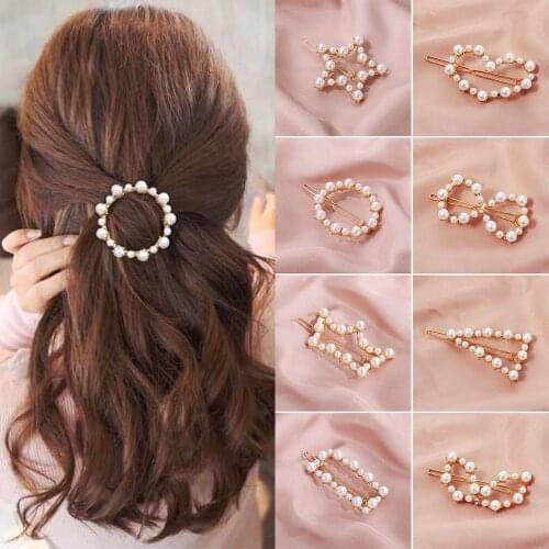 2021 Fashion Hair Clip Women Girls Elegant Design Triangular Star Round Barrette Stick Hairpin Hair Pins Ponytail Head Accessory