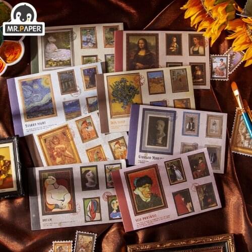 Mr.Paper 8 Design Romantic Color Series Famous Painting Special Paper Sticker Book Creative Mini DIY Material Sticker Book