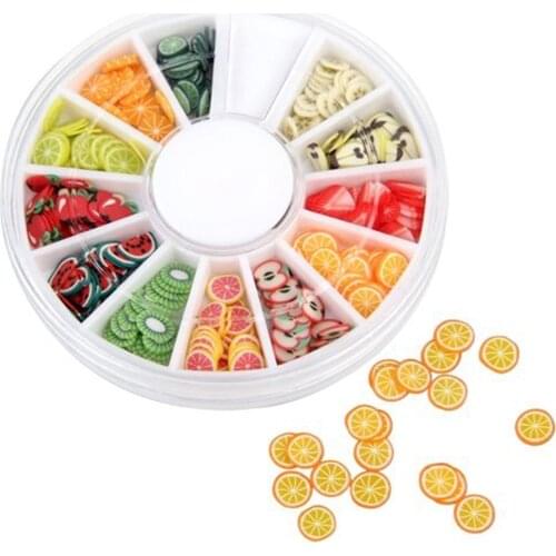 Mixed Styles 3D Fruit Tiny Slices Sticker Polymer Clay DIY Designs Slice Nail Art Decors Women Nail Art Tips Fruit Slice