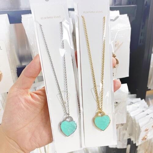 New Arrival Love Double Heart Enamel Ladie FOREVER LOVE Stainless Steel Necklace Drift Bottles Jewelry Wholesale Gift For Women