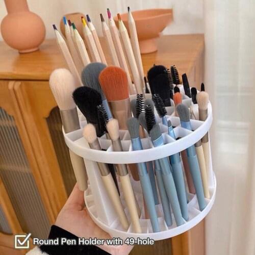 New Portable 49 Holes Paint Brush Pen Holder Watercolor Paint Brush Holder Stand Painting Supplies For Students Desk Organizer