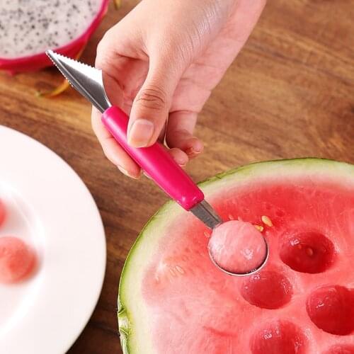 2in1 Dual-head Fruit Ball Carving Knife Kiwi Fruit Waterlemon Scoop Melon Digger Fruit Jar Mashed Potato Baller watermelon Spoon