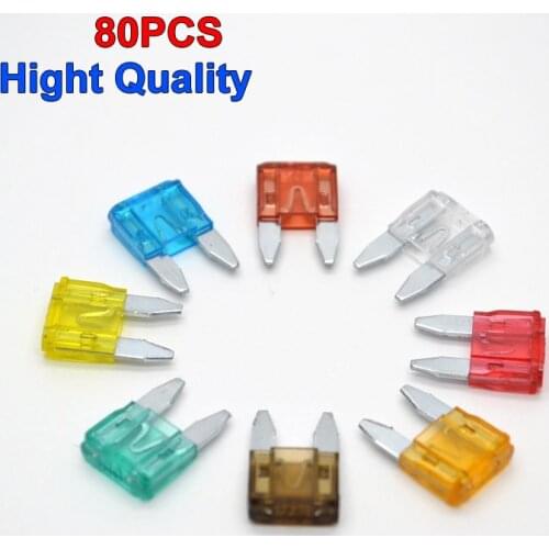 80PCS Assorted Small Size Blade Fuse Auto Car Motorcycle SUV Kit APM ATM 5A 7.5A 10A 15A 20A 25A 30A 40A