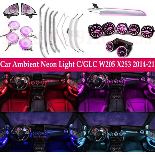 Whole Kit 64 colors Ambient Light For Mercedes W205 X253 2014-2021 Advanced Door Neon Lamp Center Console LED Air Vent Nozzle