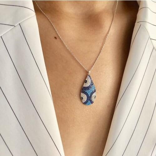 Evil Eye Beatıful 925 Sterling Silver Necklace Women Girls Gift Jewelry Accessories Fashion Handmade Elegant Chain