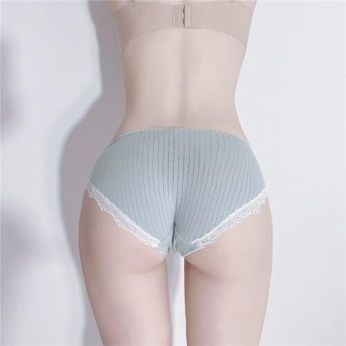Sexy Underwear Women Seamless Transparent Panties Japanese Girls Sweet Cute Briefs Lace Patchwork Low Waist Breathable Lingerie