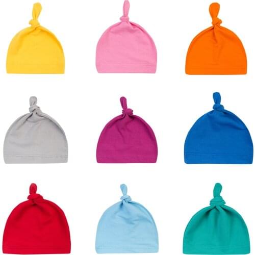 Comforta Knot Baby Hat Candy Color Cotton Boy Cap Spring Autumn Baby Girls Newborn Infant Toddler Kids Hats for Unisex Girls Boy